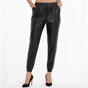 Ricki’s Black Vegan Faux Leather Jogger Pants Regular Length